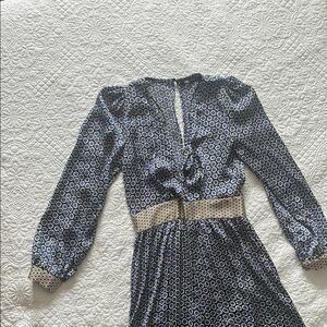 Elegant Blue Patterned Dress